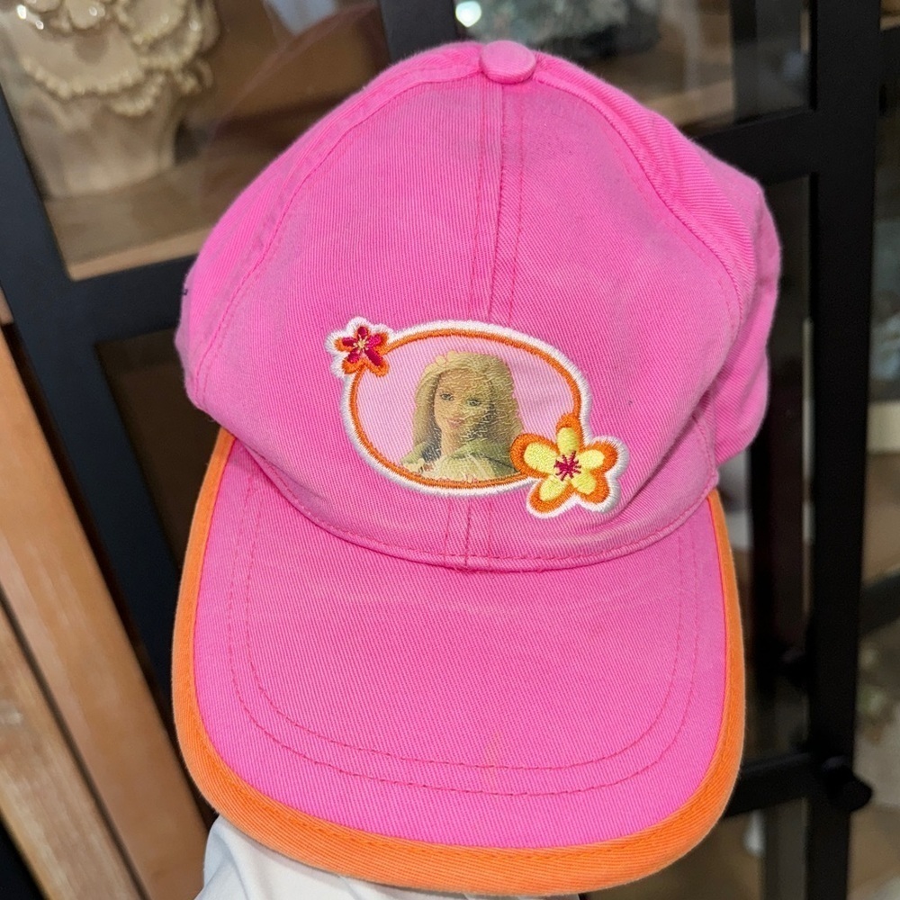 1990s Vintage Barbie toddler girl hat baseball cap nostalgia flowers embroidered